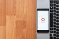 Opera mini on smartphone screen