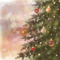 OpeIllustration of Beautiful Christmas tree with decorra senza titolo Royalty Free Stock Photo