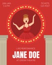 Opera Singer Singing on Stage Poster, Classical Music Live Concert Flyer, Banner Vector Illustration