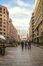 Northern Avenue, paved with tiles for pedestrian traffic leading to the Opera house, in the capital of Armenia Yerevan