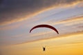 The operated parachute flies on a sunset Royalty Free Stock Photo