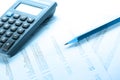 Operating budget, calculator and pencil Royalty Free Stock Photo