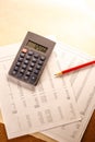 Operating budget, calculator and pencil Royalty Free Stock Photo
