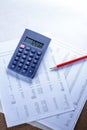 Operating budget, calculator and pencil Royalty Free Stock Photo