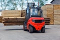 Operating Forklift Truck In Lumber Industry Royalty Free Stock Photo