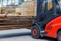 Operating Forklift Truck In Lumber Industry Royalty Free Stock Photo