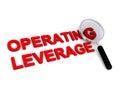 Operating leverage with magnifying glass on white Royalty Free Stock Photo