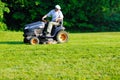 Operating professional grass mowing machine