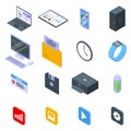 Operating system icons set, isometric style Royalty Free Stock Photo