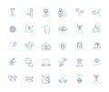 Operating system linear icons set. Windows, Linux, Macintosh, Unix, Android, iOS, Ubuntu line vector and concept signs Royalty Free Stock Photo