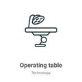 Operating table outline vector icon. Thin line black operating table icon, flat vector simple element illustration from editable