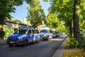 Operation of the Berlin police with several emergency vehicles in front of a hookah bar Royalty Free Stock Photo