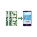 Operation with cash assets, using bank mobile app . Mobile wallet. Icon of personal financial management application