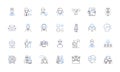 Operation functioning line icons collection. Mechanism, Functionality, Dynamic, Efficiency, Performance, Output