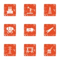 Operation life icons set, grunge style