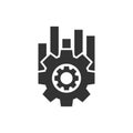 Operation project icon in flat style. Gear process vector illustration on white isolated background. Technology produce business Royalty Free Stock Photo
