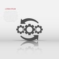 Operation project icon in flat style. Gear process vector illustration on white isolated background. Technology produce business Royalty Free Stock Photo