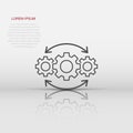 Operation project icon in flat style. Gear process vector illustration on white isolated background. Technology produce business Royalty Free Stock Photo