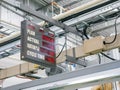Operation ratio display board in industrial production line with digital numerical. Electronics and equipment tool concept.