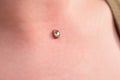 Operation to install microdermal piercing. Professional placing