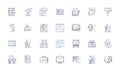 Operational blueprint line icons collection. Efficiency, Process, Standardization, Optimization, Workflow, Strategy