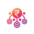 operational costs optimization icon with a rupee