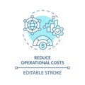 Operational costs reduce soft blue concept icon