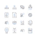 Operational guidance line icons collection. Procedure, Protocol, Guidelines, Manual, Plan, Strategy, Standard vector and