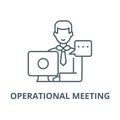 Operational meeting vector line icon, linear concept, outline sign, symbol
