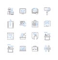 Operational outline line icons collection. Efficiency, Performance, Organization, Procedures, Implementation, Execution