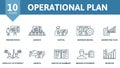 Operational Plan icon set. Monochrome simple Operational Plan icon collection. Presentation, Audiece, Capital, Business
