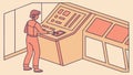 Operations Control: Engineer at Industrial Console, vector design Generative AI Royalty Free Stock Photo