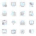Operations manual linear icons set. Standardization, Guidelines, Procedures, Processes, Documentation, Policies Royalty Free Stock Photo