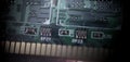 Mainboard memory in macro close up