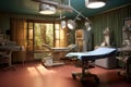 operative room with empty transplant table and equipment Royalty Free Stock Photo