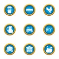 Operative work icons set, flat style