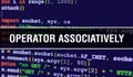 Operator associatively text written on Programming code abstract technology background of software developer and Computer script.