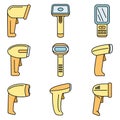Operator barcode scanner icons set vector color Royalty Free Stock Photo