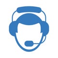Operator, call center, customer support icon. Blue vector Royalty Free Stock Photo
