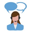 Operator call service center, support and communication with the client. Female speaker, icon