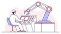 Operator Controlling Robotic Arm, Advanced Manufacturing, vector design Generative AI Royalty Free Stock Photo