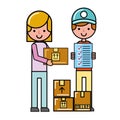 operator and customer girl check list boxes online shopping