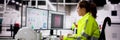Operator and engineer monitor SCADA system Royalty Free Stock Photo