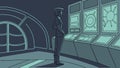 Operator in a futuristic control room, a technology vector scene. vector design Generative AI Royalty Free Stock Photo