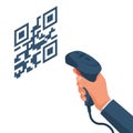 The operator holds a qr-code scanner hand.