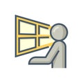 Operator man and computer vector icon design. 64x64 pixel perfect and editable stroke.