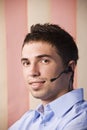 Operator man with headset Royalty Free Stock Photo