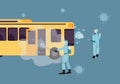 The operator operated a disinfectant spray on public buses. To prevent the spread of coronavirus