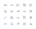 Operator station line icons collection. Control, Console, Automation, Efficiency, Interface, Display, Monitoring vector Royalty Free Stock Photo