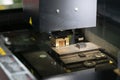 Operator use EDM electrod to make precision mold and die